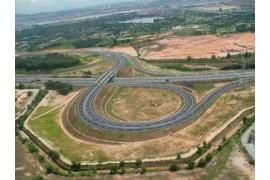Aerial View of Putra Heights Interchange and Toll Plaza from helicopter